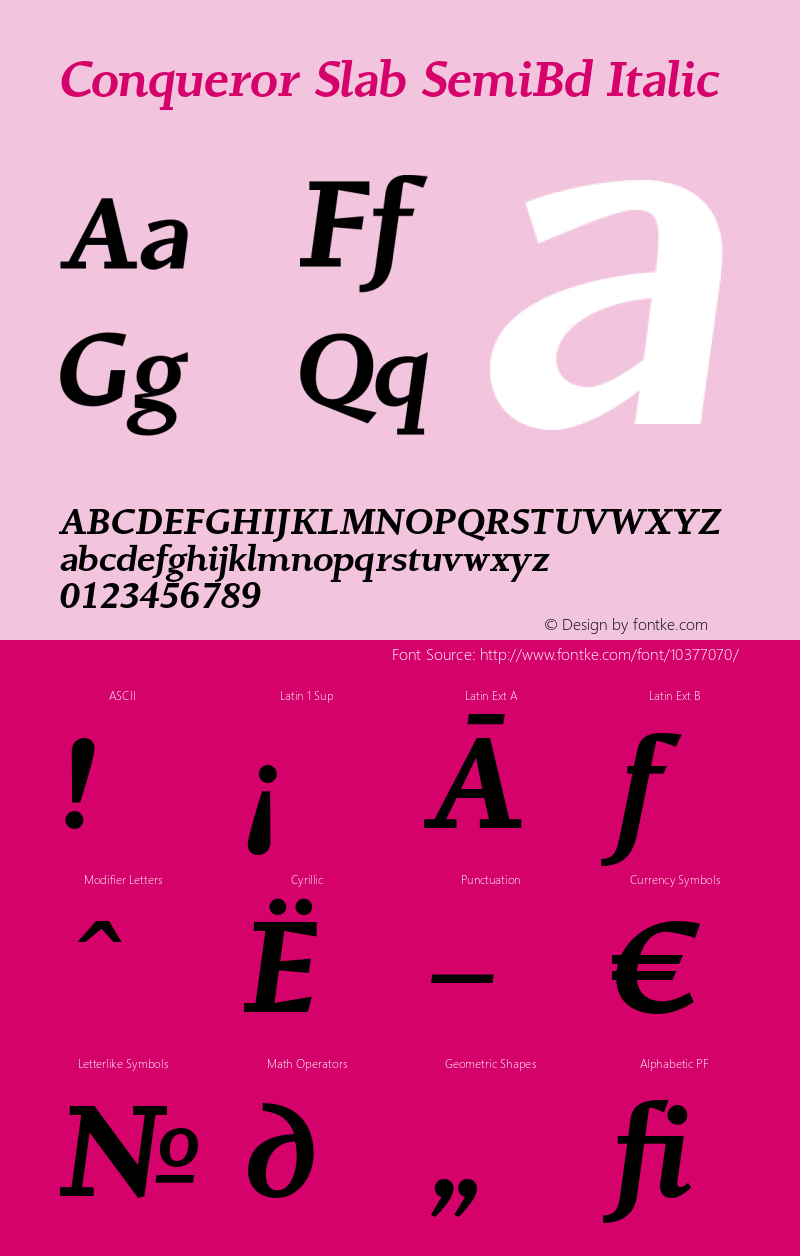 Conqueror Slab SemiBd Italic 1.3图片样张