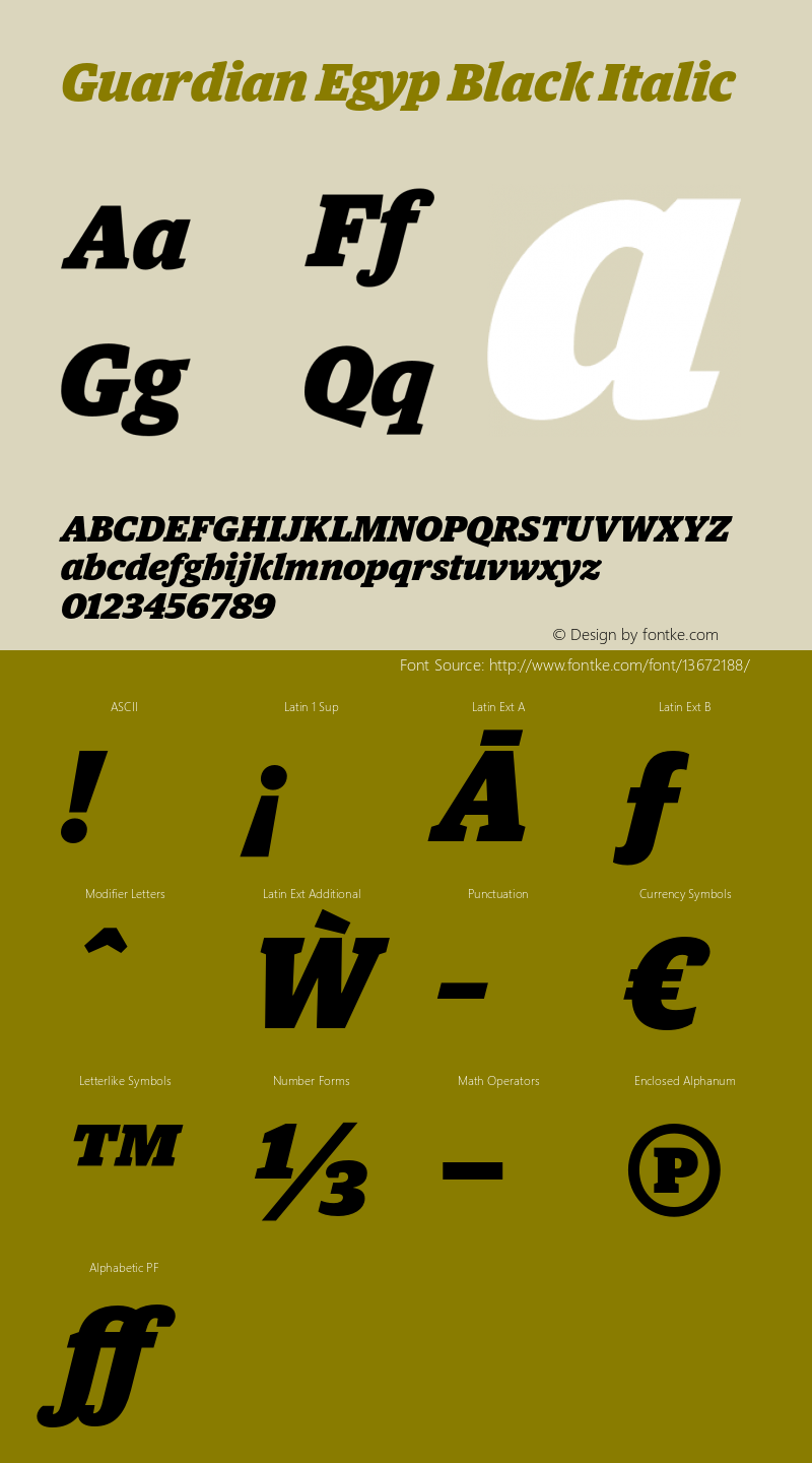 Guardian Egyp Black Italic Version 1.002;PS 001.002;hotconv 1.0.57;makeotf.lib2.0.21895图片样张