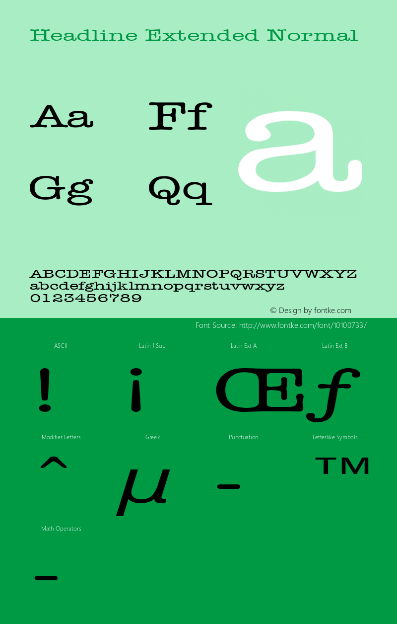 Headline Extended Normal Altsys Fontographer 4.1 1/5/95图片样张