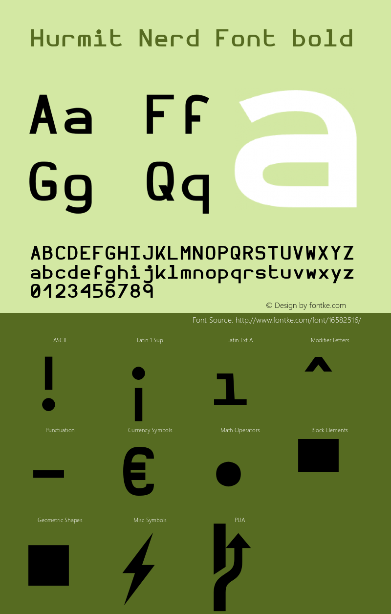 Hurmit Nerd Font bold Version 1.21;Nerd Fonts 0.8.图片样张