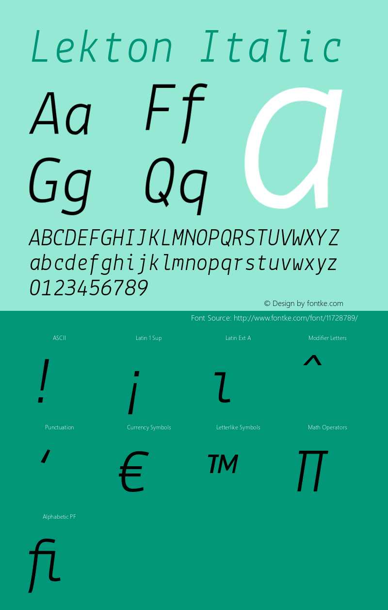 Lekton Italic Version 3.000图片样张