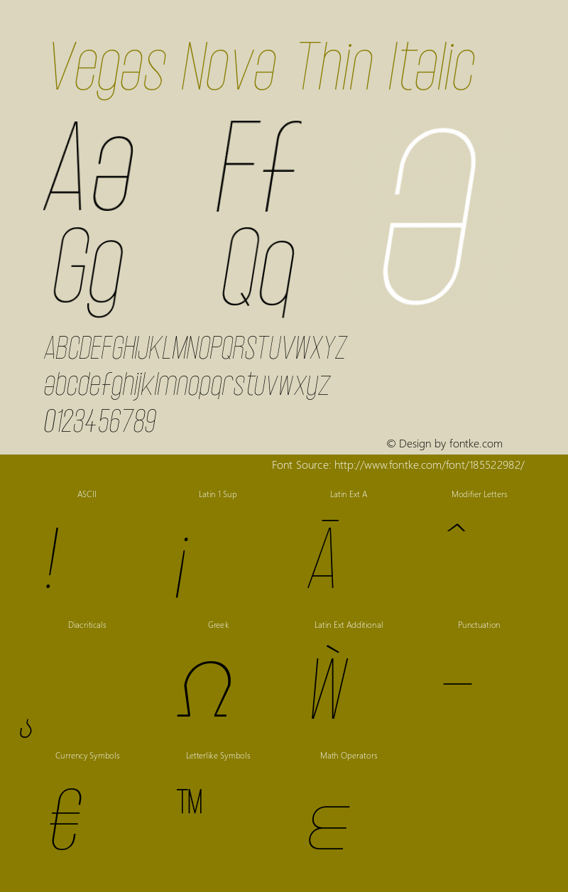 Vegas Nova Thin Italic 1.000图片样张