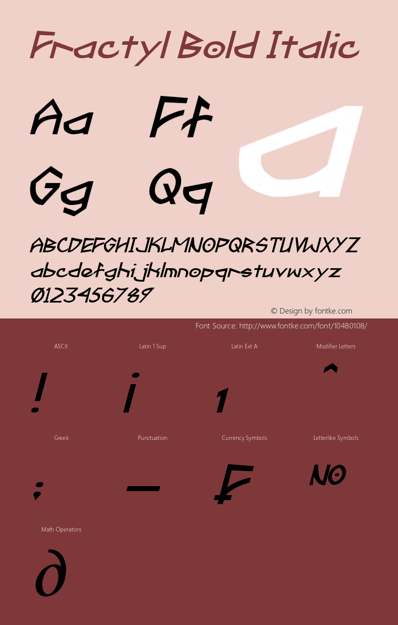 Fractyl Bold Italic Version 1.00 April 8, 2013, initial release图片样张