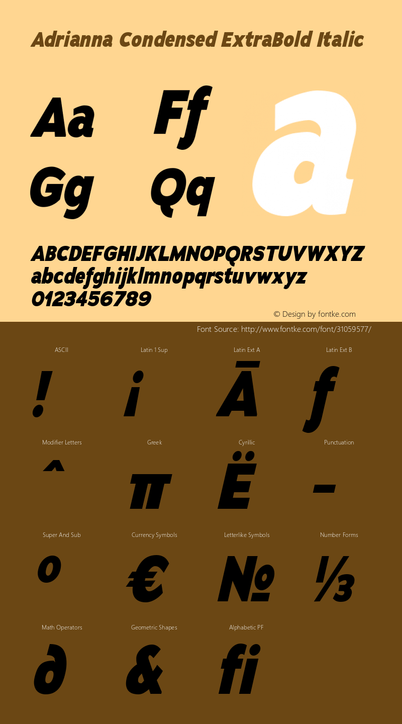 Adrianna Condensed Xb Italic Version 2.000图片样张