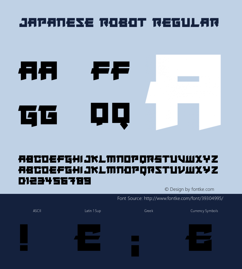 Japanese Robot Version 1.00;October 18, 2019;FontCreator 12.0.0.2547 64-bit图片样张