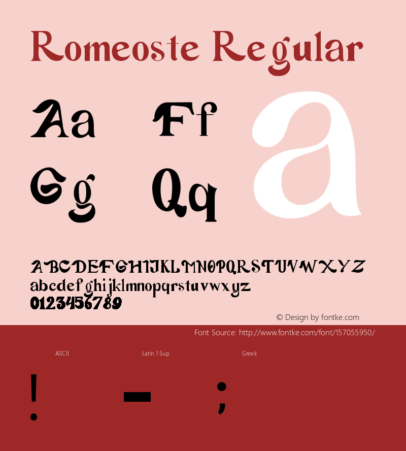 Romeoste Version 1.00;April 26, 2021;FontCreator 11.5.0.2422 64-bit图片样张