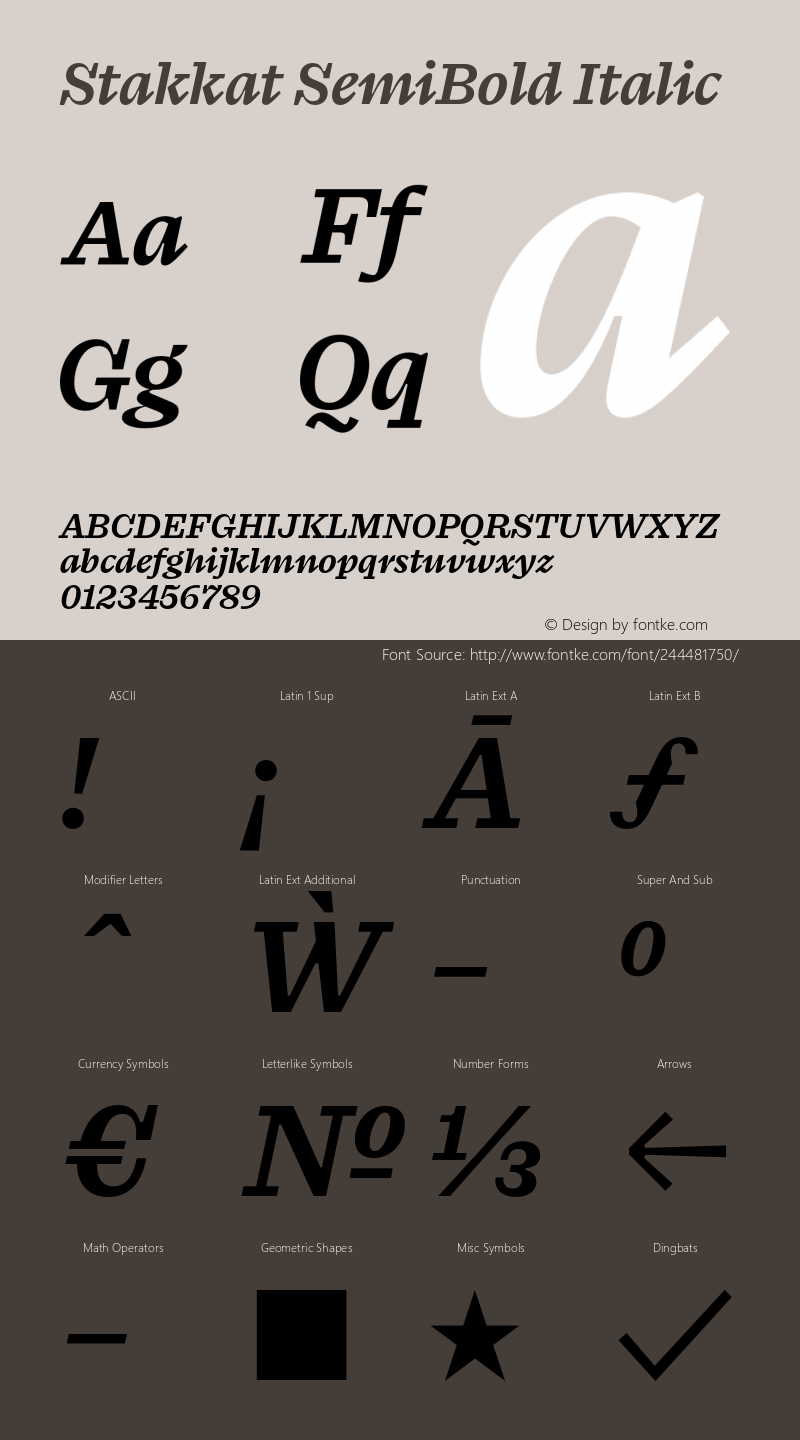 Stakkat SemiBold Italic Version 1.000图片样张