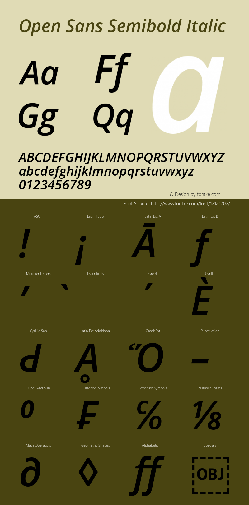 Open Sans Semibold Italic Version 1.10图片样张