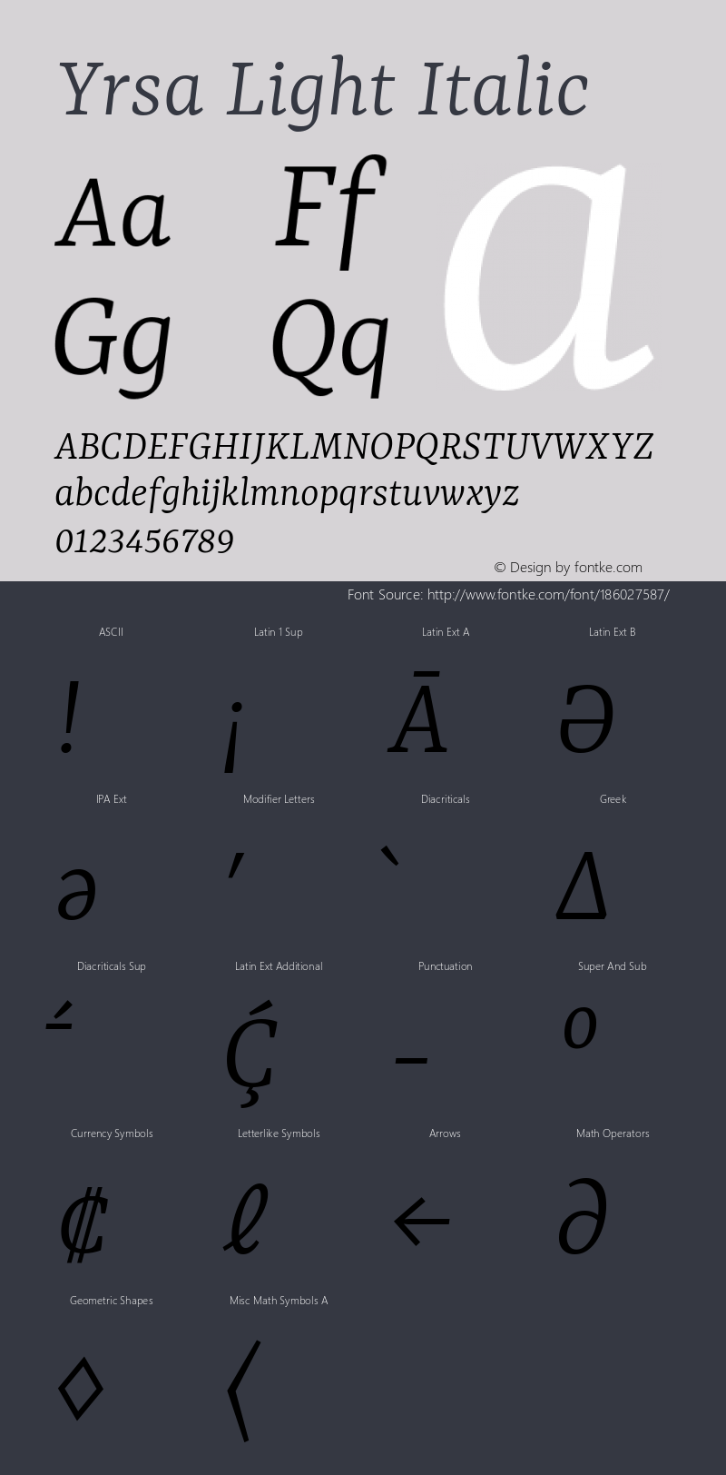 Yrsa Light Italic Version 2.004; ttfautohint (v1.8.3)图片样张