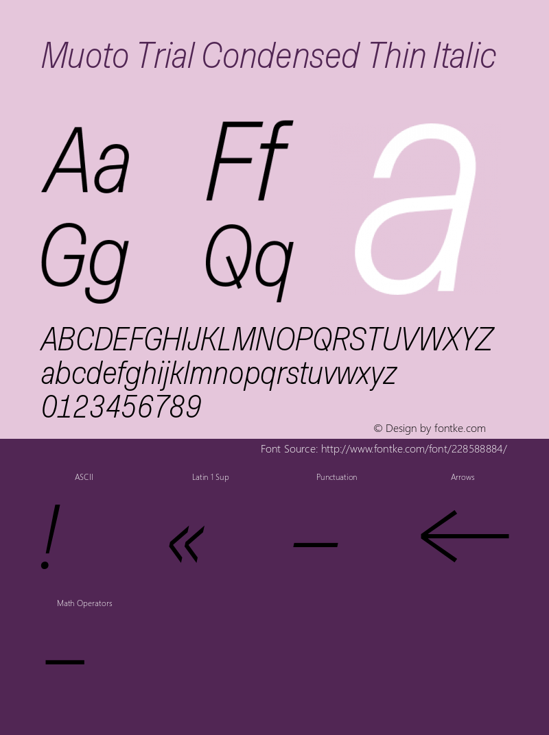 Muoto Trial Condensed Thin Italic Version 2.000;FEAKit 1.0图片样张
