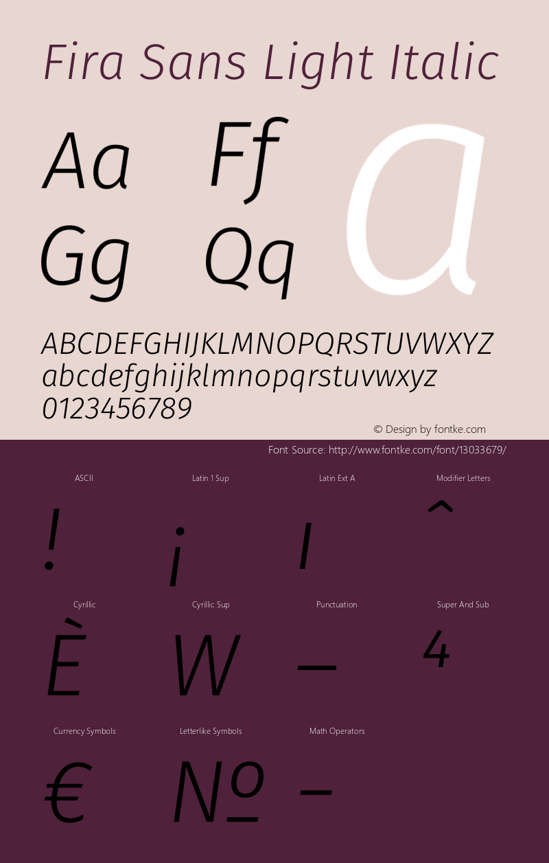 Fira Sans Light Italic Version 3.108;PS 003.108;hotconv 1.0.70;makeotf.lib2.5.58329图片样张