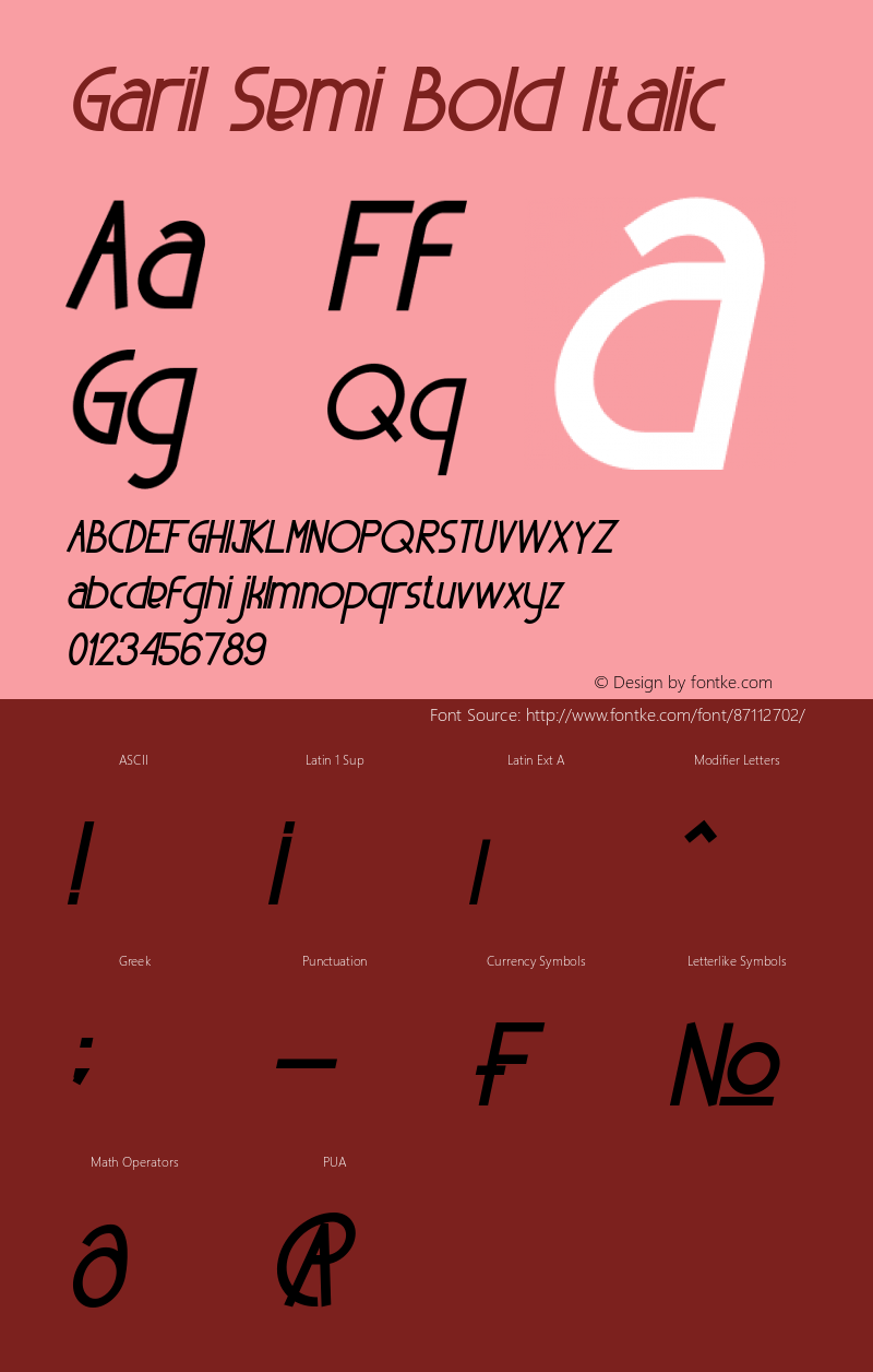 Garil Semi Bold Italic Version 1.00;September 15, 2019;FontCreator 11.5.0.2422 64-bit图片样张