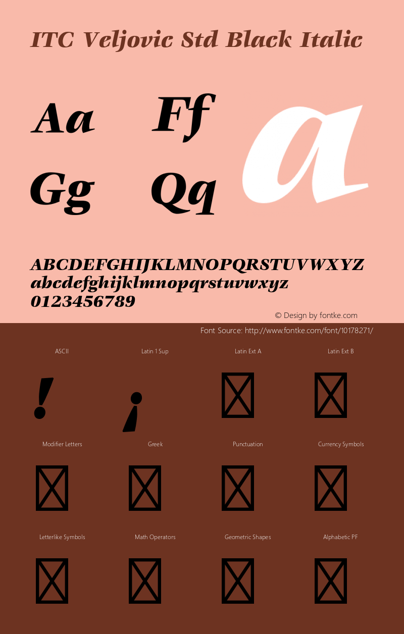 ITC Veljovic Std Black Italic OTF 1.018;PS 001.001;Core 1.0.31;makeotf.lib1.4.1585图片样张