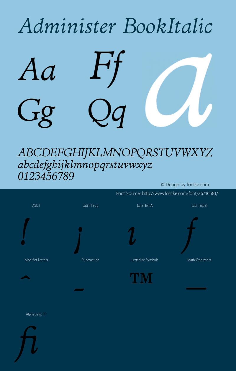 Administer Book Italic Version 1.00, build 2, s3图片样张