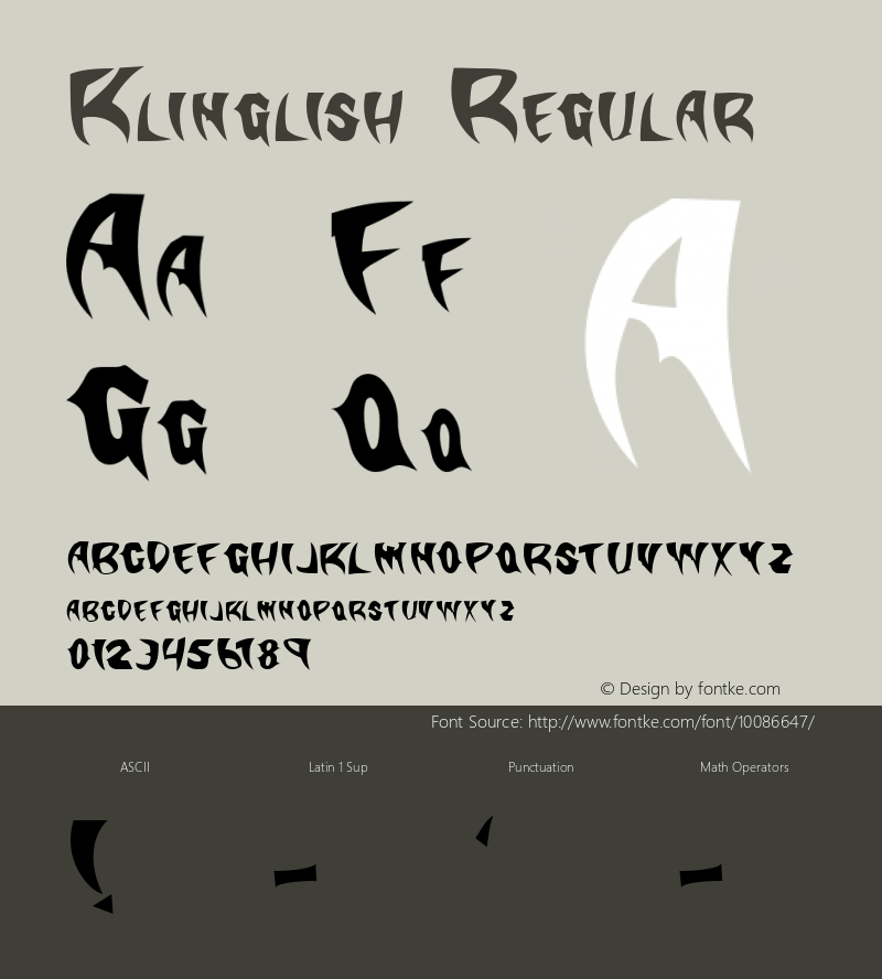 Klinglish Regular Altsys Fontographer 3.5  7/7/92图片样张