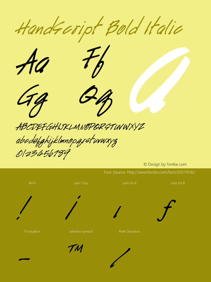 HandScript Bold Italic Altsys Fontographer 3.5  7/11/96图片样张