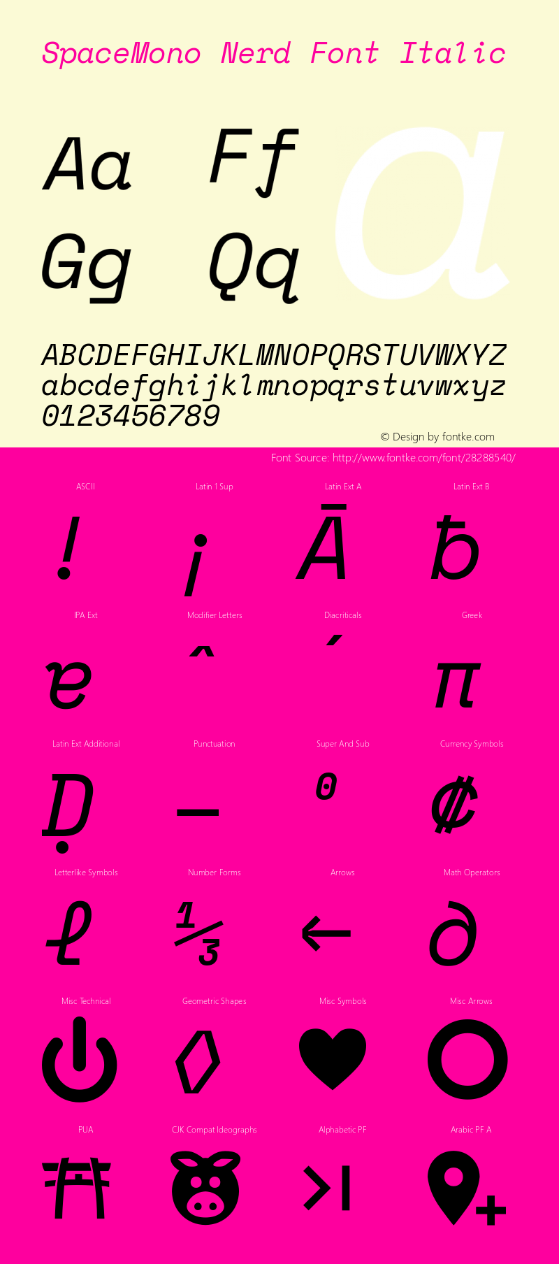 Space Mono Italic Nerd Font Complete Version 1.000;PS 1.000;hotconv 1.0.81;makeotf.lib2.5.63406图片样张