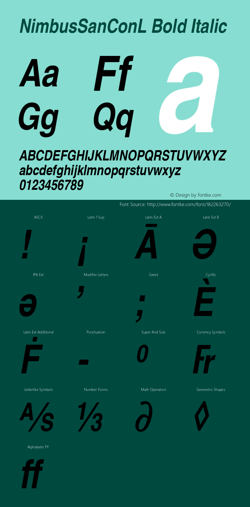 NimbusSanConL Bold Italic Version 1.00图片样张