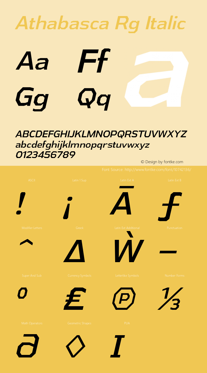 Athabasca Rg Italic Version 1.000图片样张