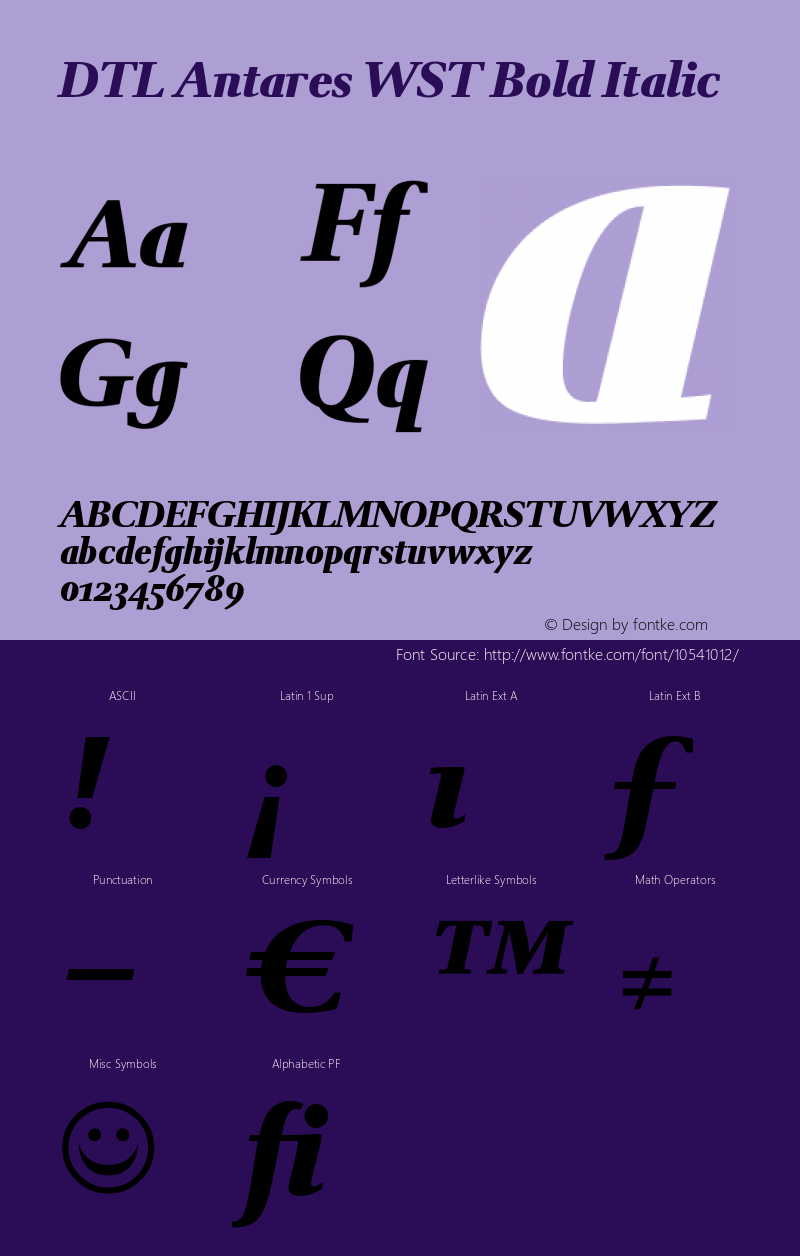 DTL Antares WST Bold Italic Version 001.000图片样张