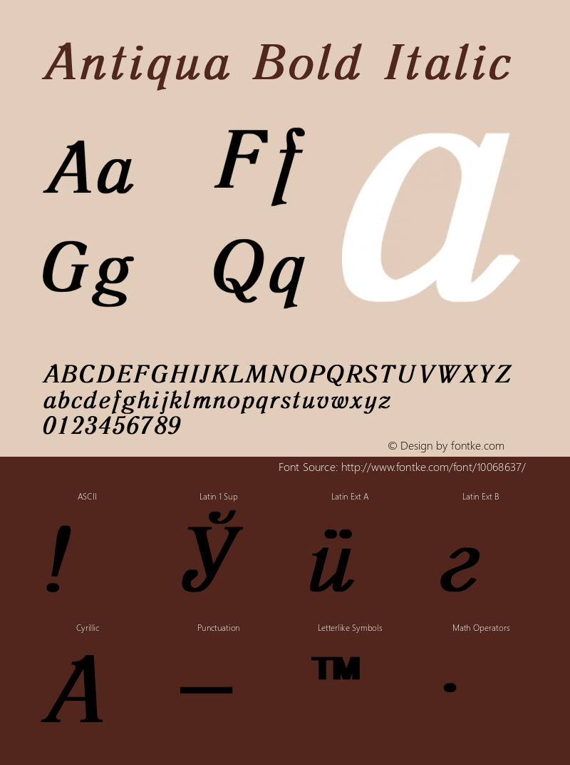 Antiqua Bold Italic Converted from t:\ANTIQUA1.BF1 by ALLTYPE图片样张