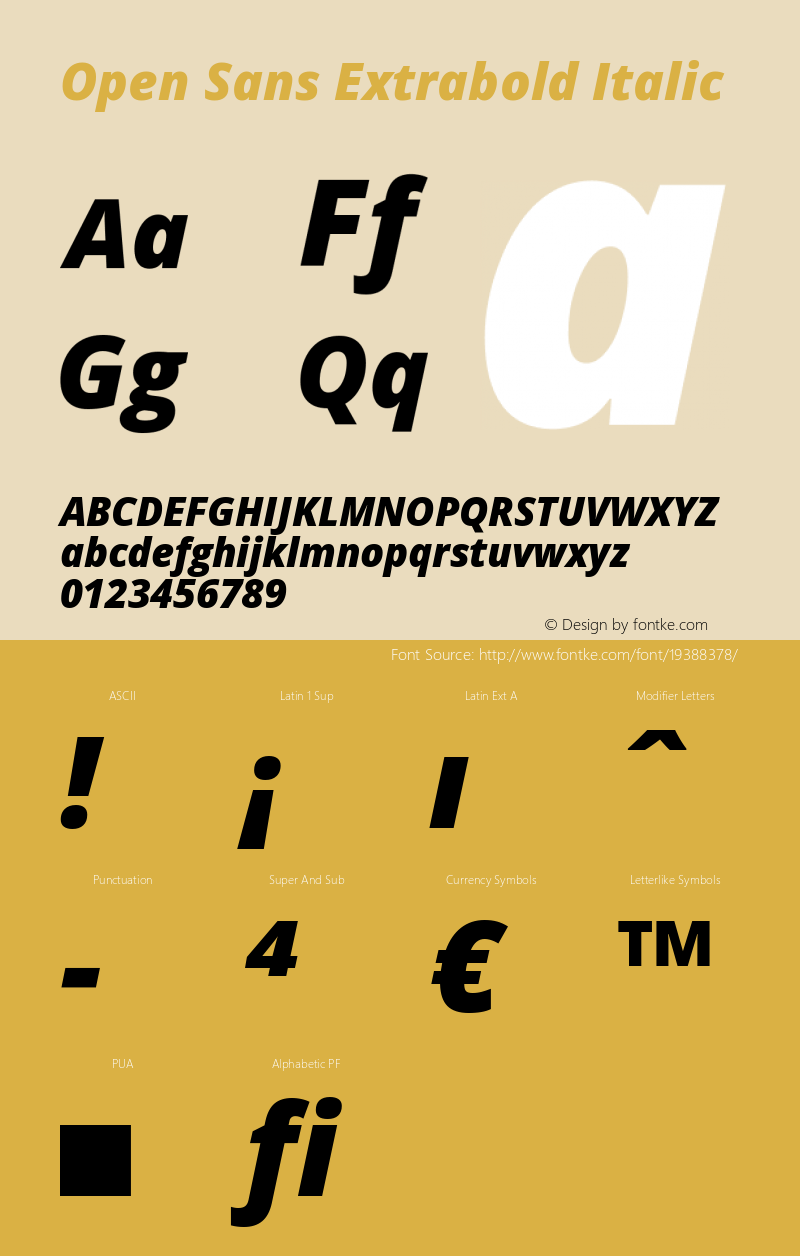 Open Sans Extrabold Italic Version 1.10图片样张