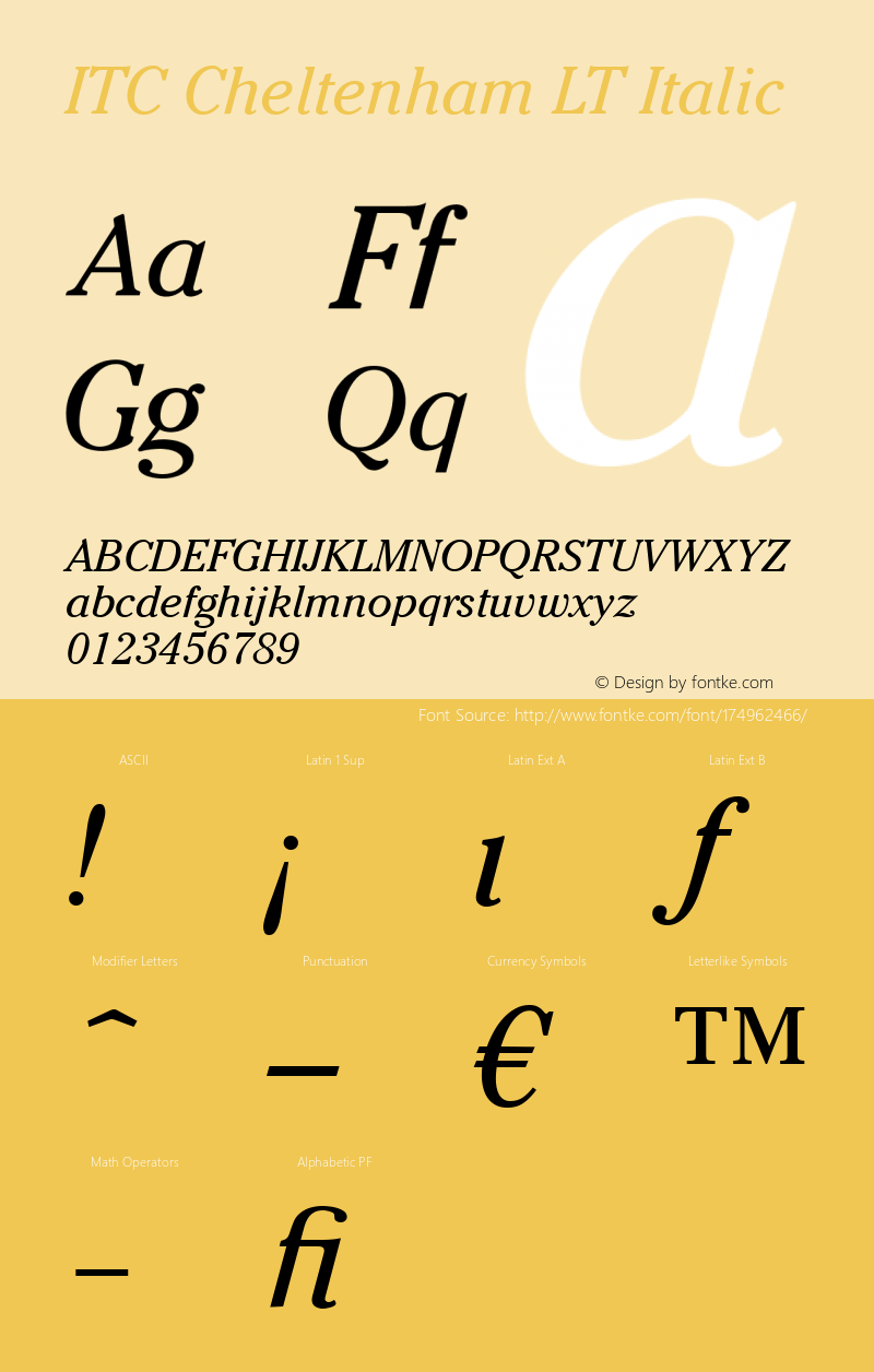 ITC Cheltenham LT Book Italic 006.000图片样张