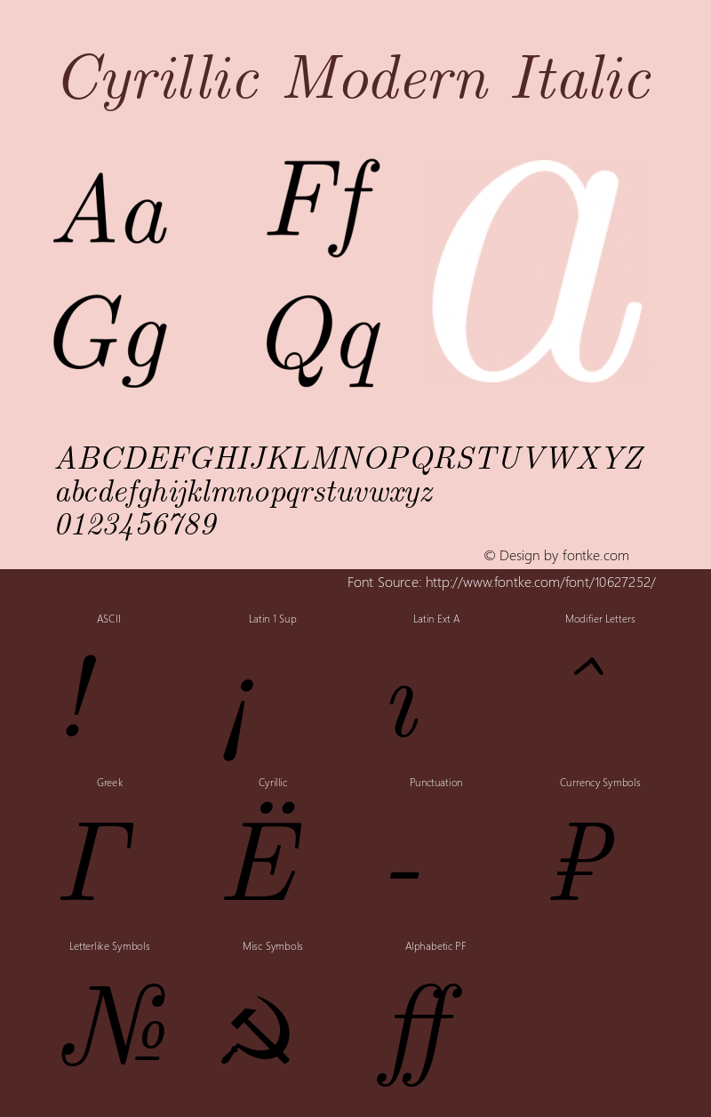 Cyrillic Modern Italic Version 4.002图片样张