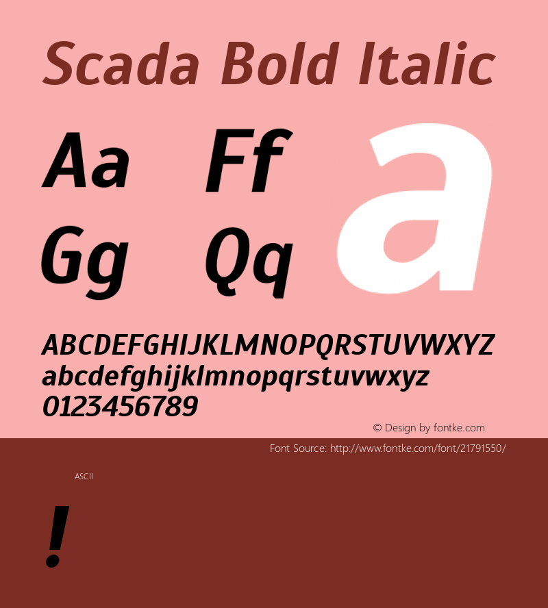 Scada Bold Italic 图片样张