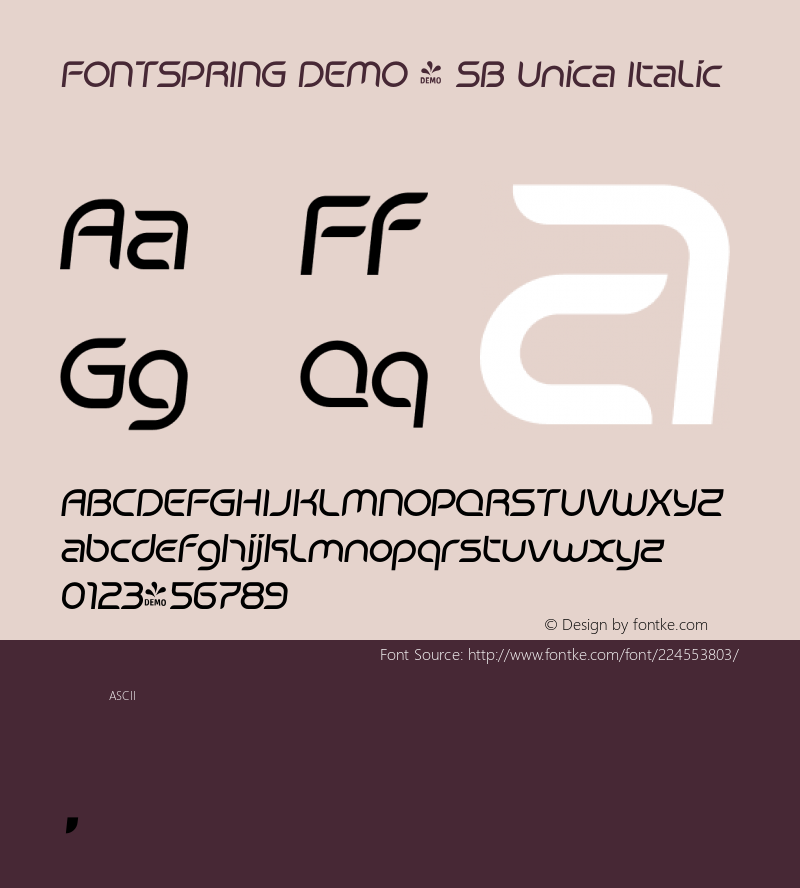 FSP DEMO - SB Unica Italic Version 1.100;hotconv 1.0.109;makeotfexe 2.5.65596图片样张