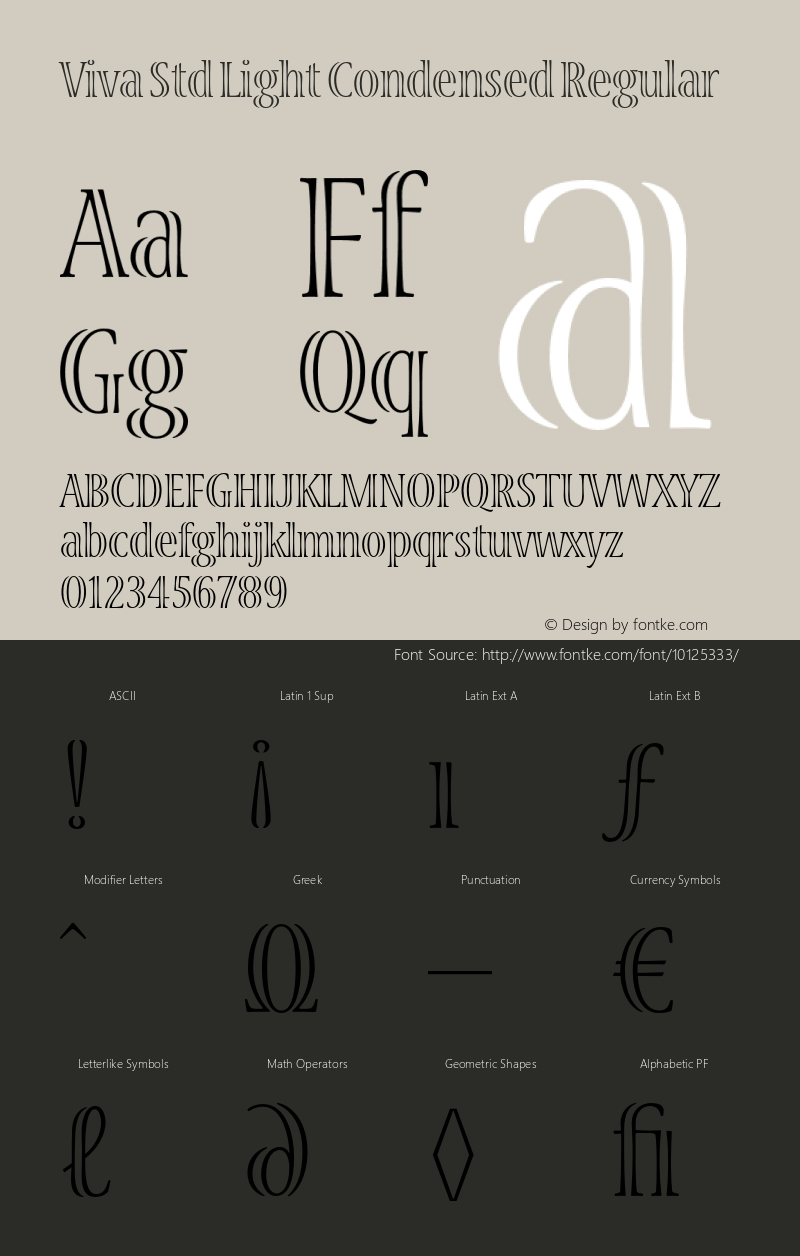 Viva Std Light Condensed Regular OTF 1.018;PS 001.002;Core 1.0.31;makeotf.lib1.4.1585图片样张