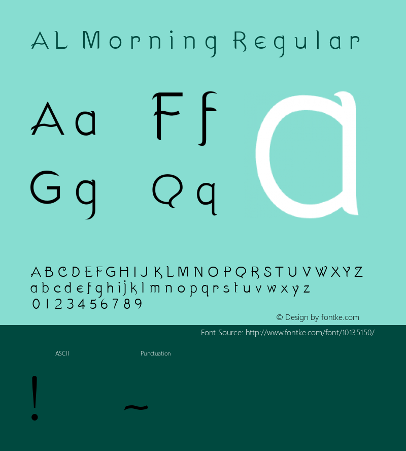 AL Morning Regular Macromedia Fontographer 4.1.5 5/24/04图片样张