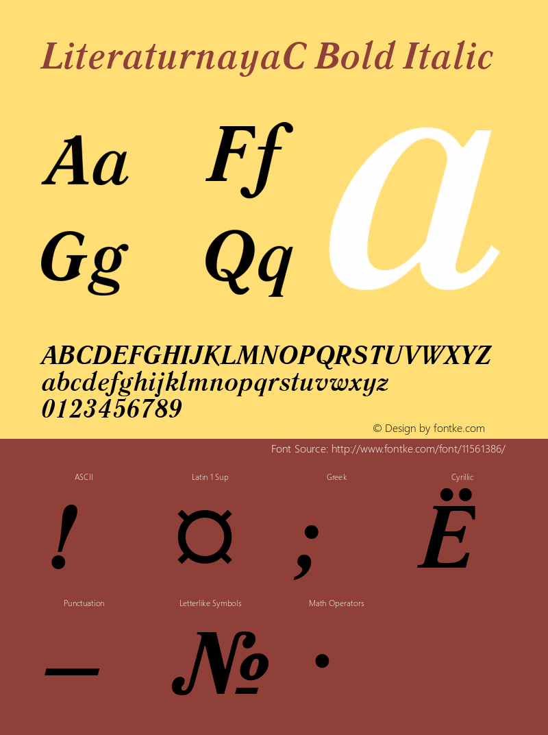 LiteraturnayaC Bold Italic Version 001.000图片样张