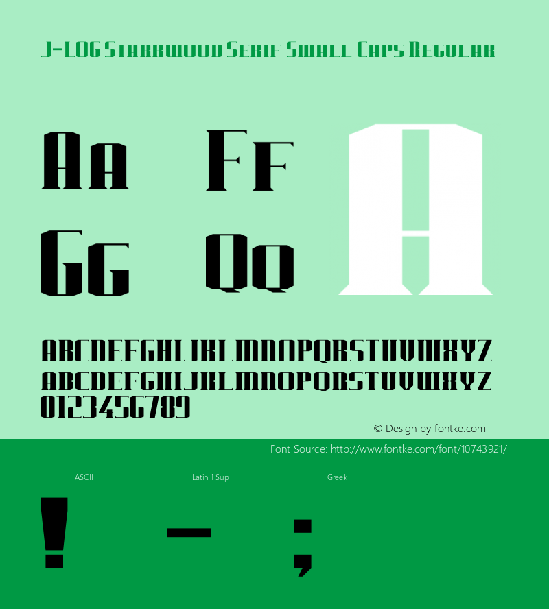 J-LOG Starkwood Serif Small Caps Regular Version 1.00 June 29, 2015, initial release图片样张