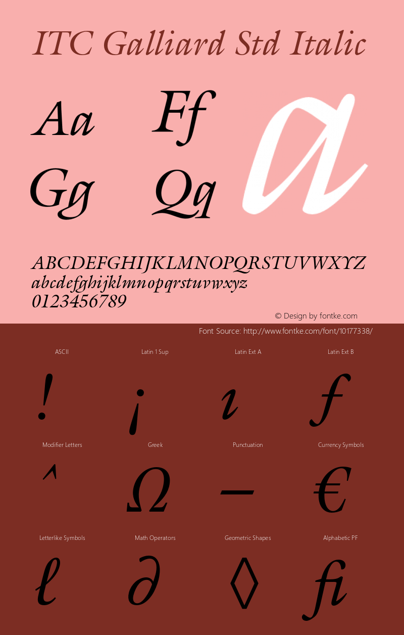 ITC Galliard Std Italic OTF 1.018;PS 001.003;Core 1.0.31;makeotf.lib1.4.1585图片样张