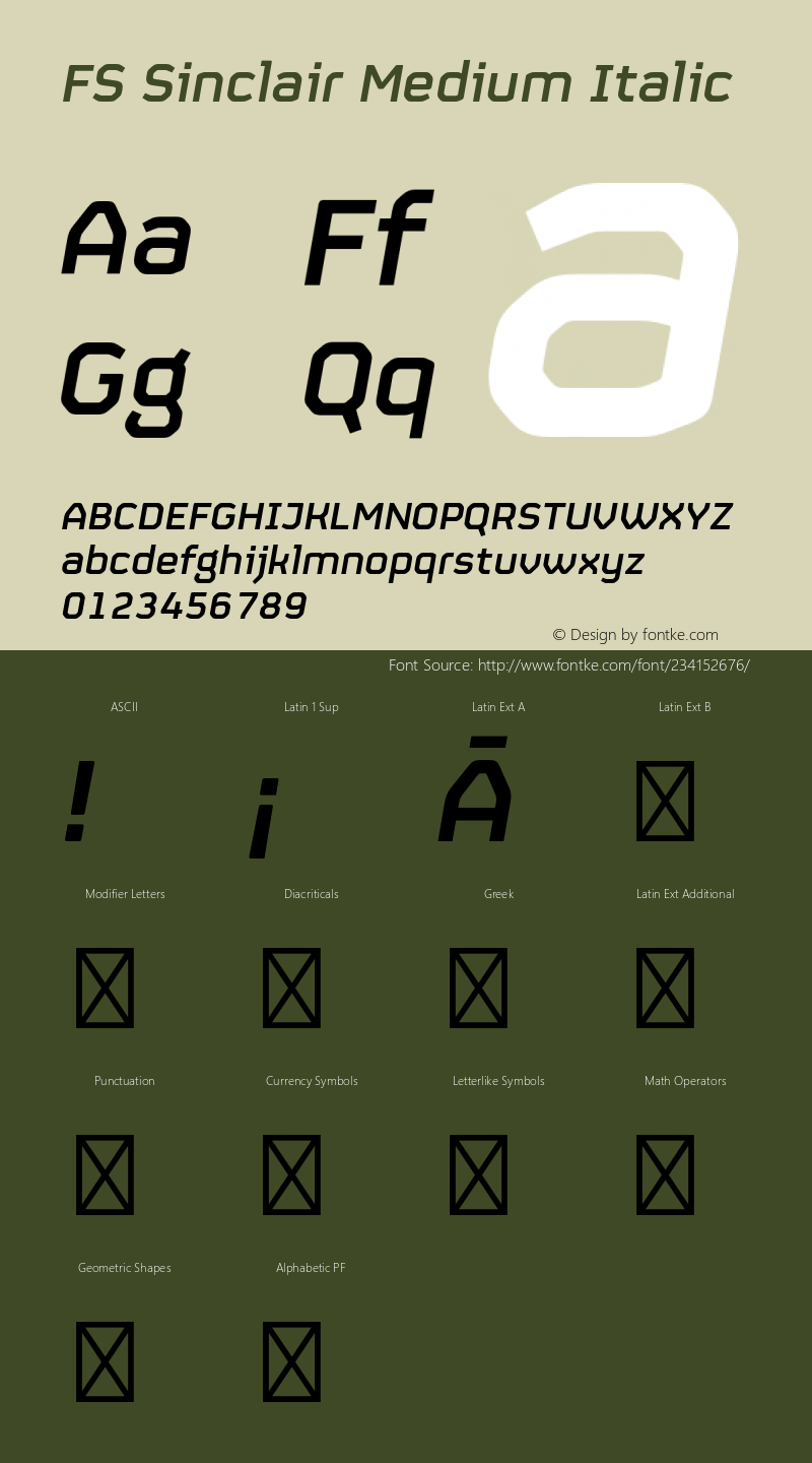 FSSinclair-MediumItalic Version 2.01图片样张