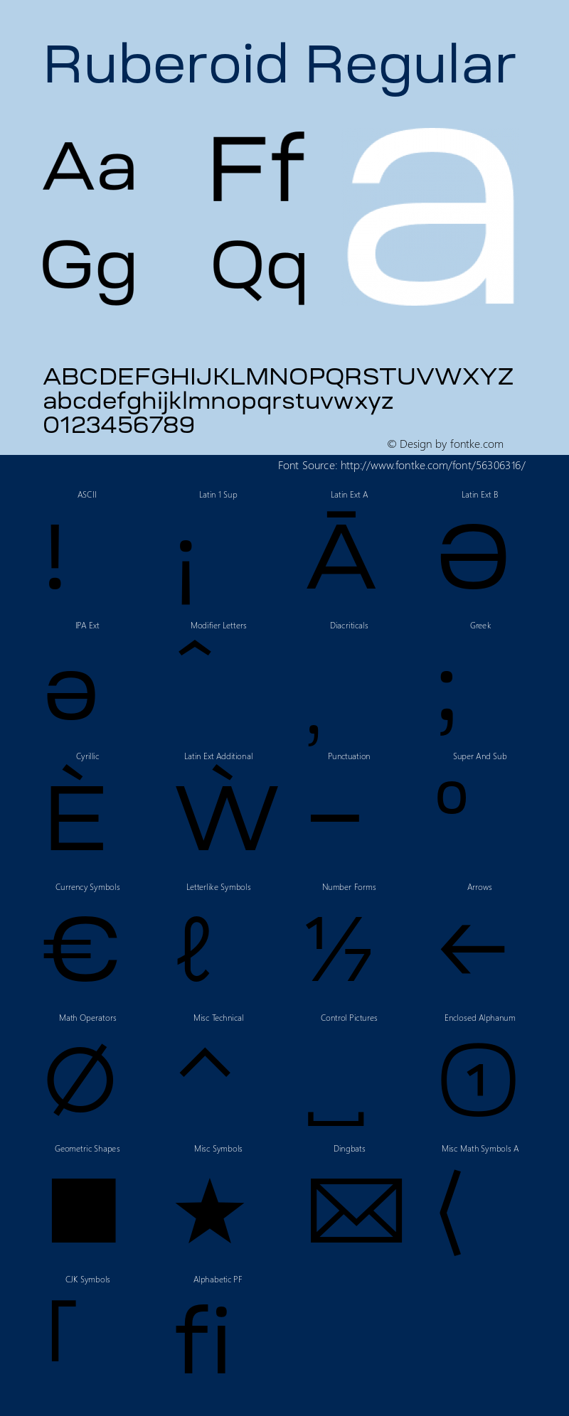 Ruberoid-Regular Version 1.000; ttfautohint (v0.97) -l 8 -r 50 -G 200 -x 14 -f dflt -w G图片样张