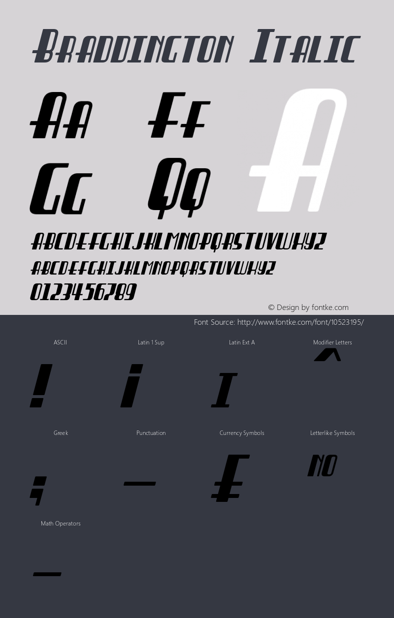 Braddington Italic Version 1.00 October 29, 2013, initial release图片样张