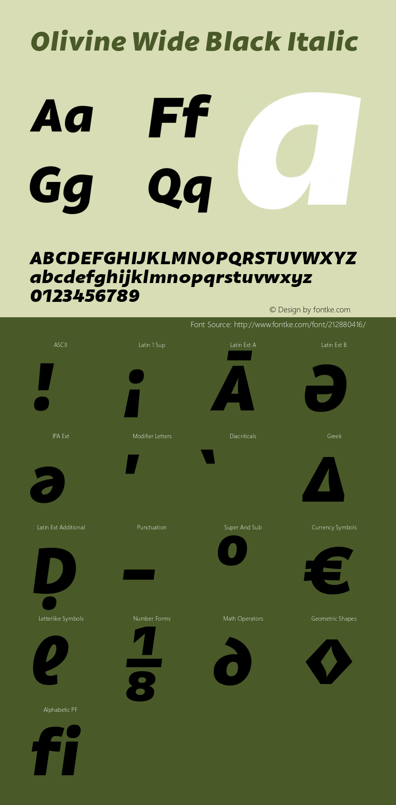 Olivine Wide Black Italic Version 1.000;PS 001.000;hotconv 1.0.88;makeotf.lib2.5.64775图片样张