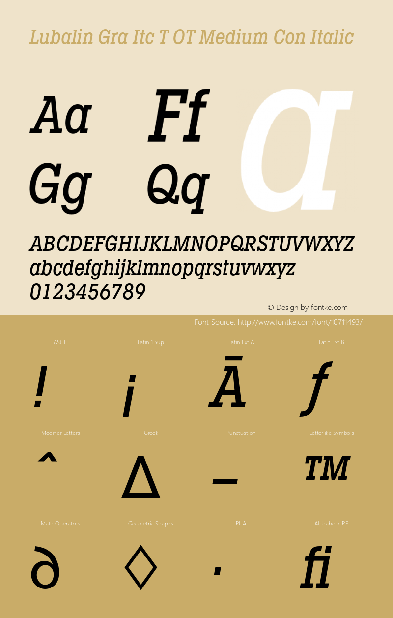 Lubalin Gra Itc T OT Medium Con Italic OTF 1.001;PS 1.05;Core 1.0.27;makeotf.lib(1.11)图片样张