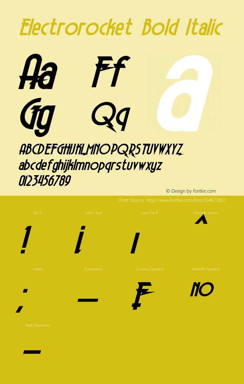 Electrorocket Bold Italic Version 1.10 - June 4, 2013图片样张