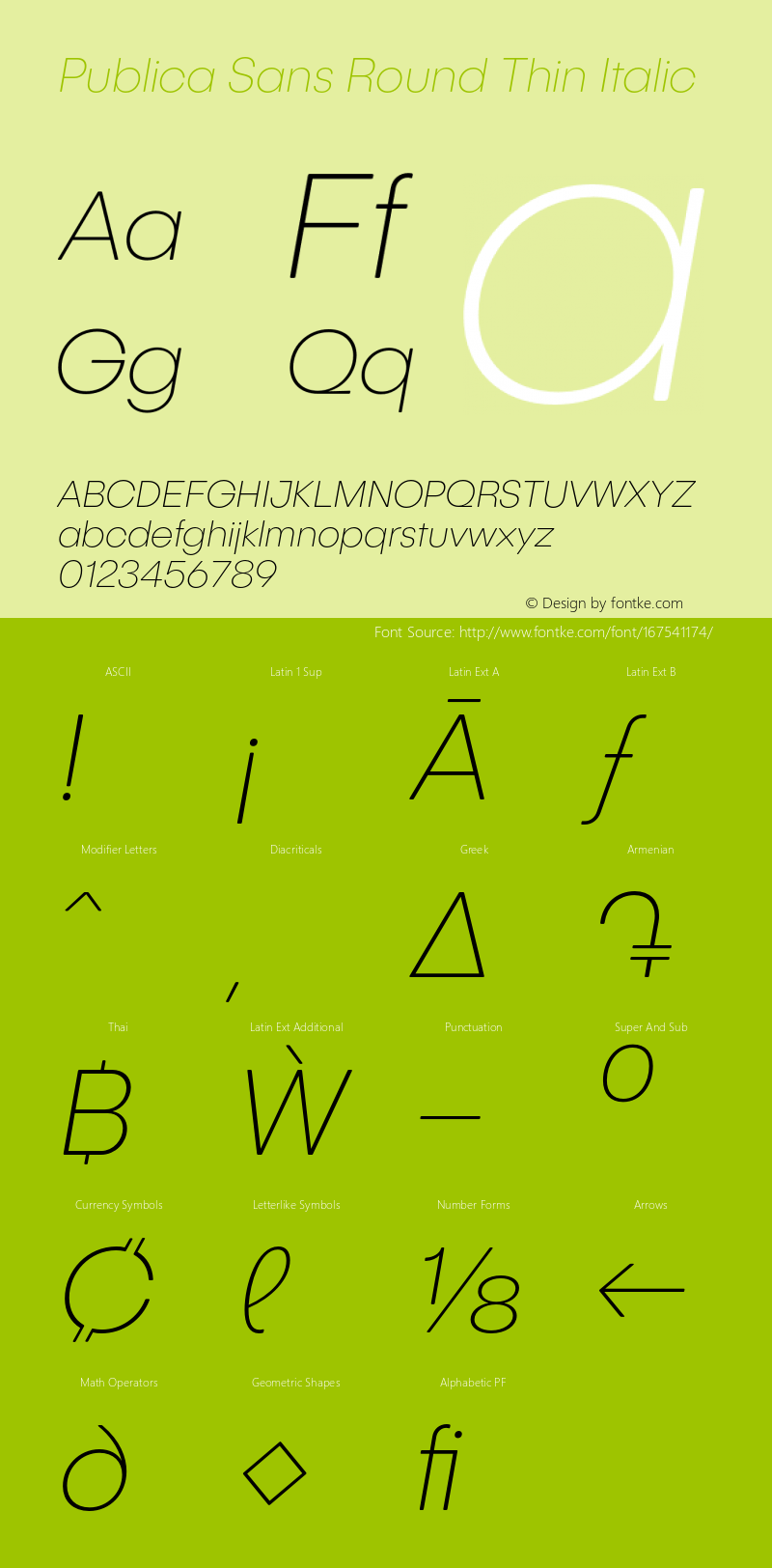 Publica Sans Round Thin Italic Version 1.000;FEAKit 1.0图片样张