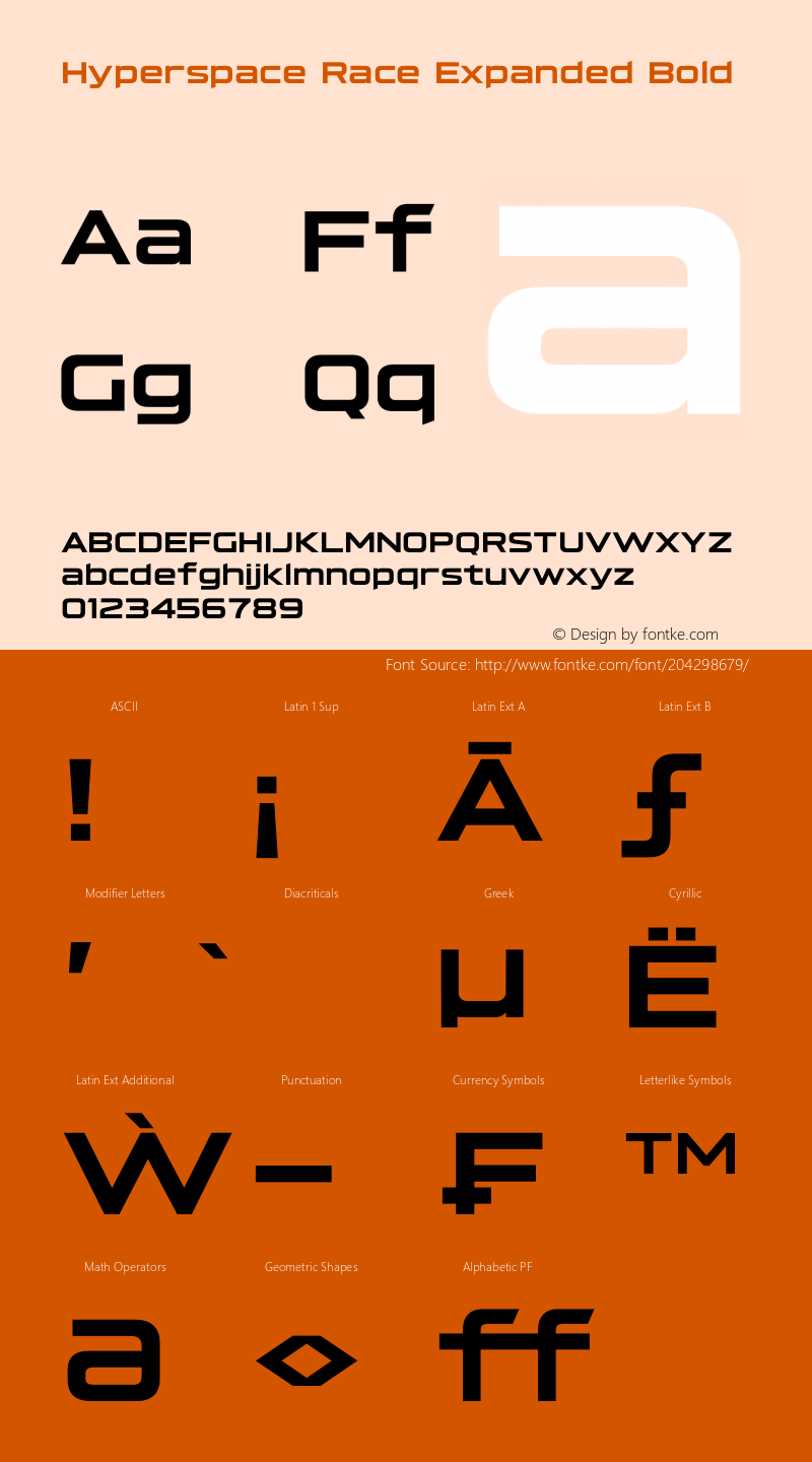 Hyperspace Race Expanded Bold Version 1.000;hotconv 1.0.109;makeotfexe 2.5.65596图片样张