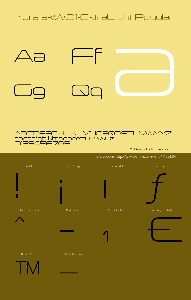 KoratakiW01-ExtraLight Regular Version 3.0图片样张