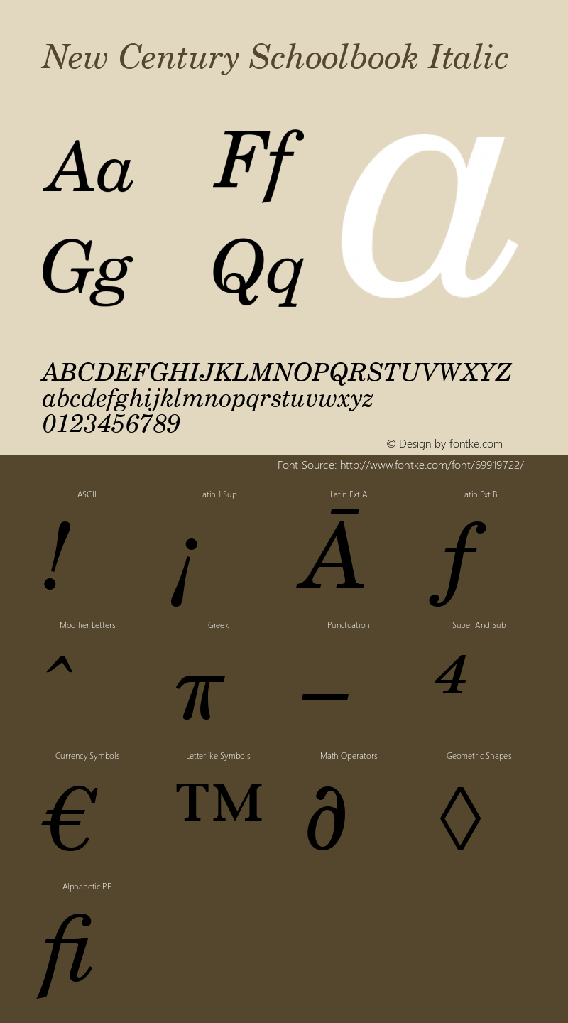 New Century Schoolbook Italic Version 2.02图片样张