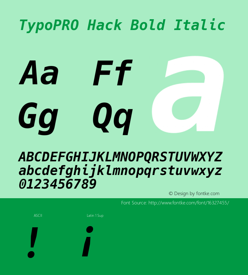 TypoPRO Hack Bold Italic Version 2.018图片样张