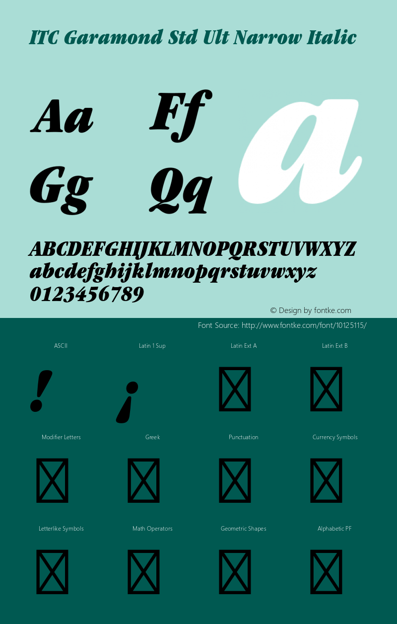 ITC Garamond Std Ult Narrow Italic OTF 1.018;PS 001.000;Core 1.0.31;makeotf.lib1.4.1585图片样张