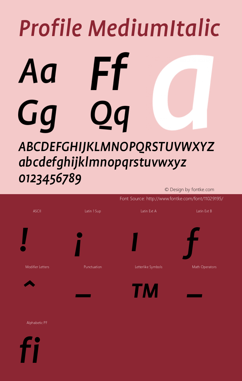 Profile MediumItalic Version 001.000图片样张