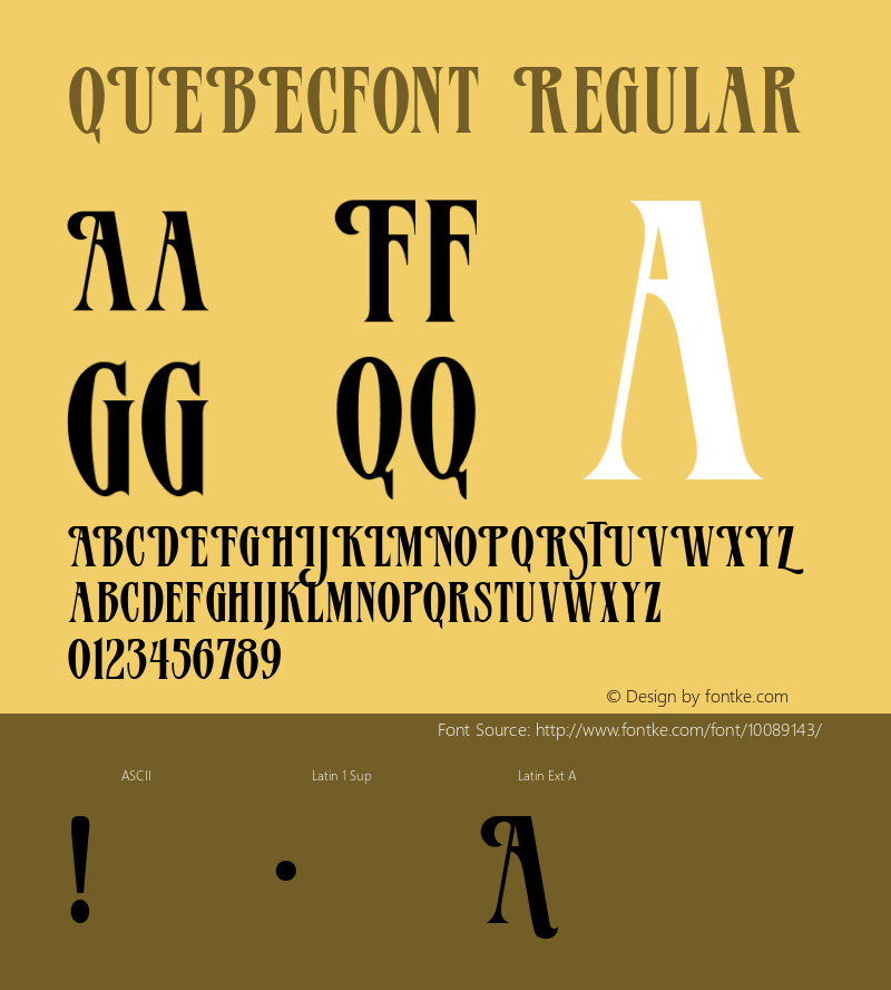 QUEBECfont Regular Altsys Fontographer 3.5  4/4/01图片样张