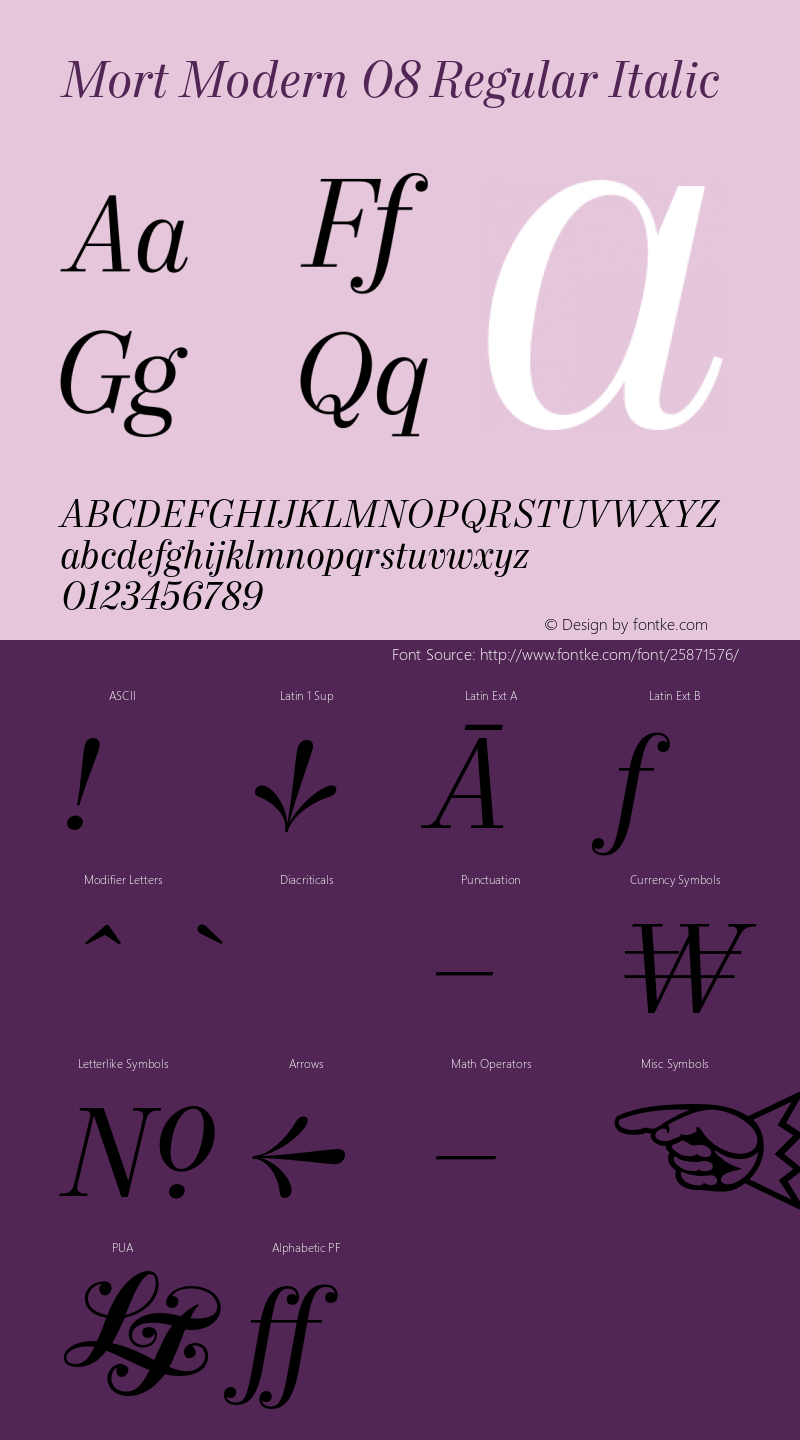 Mort Modern 08 Regular Italic Version 1.002;MortModern图片样张